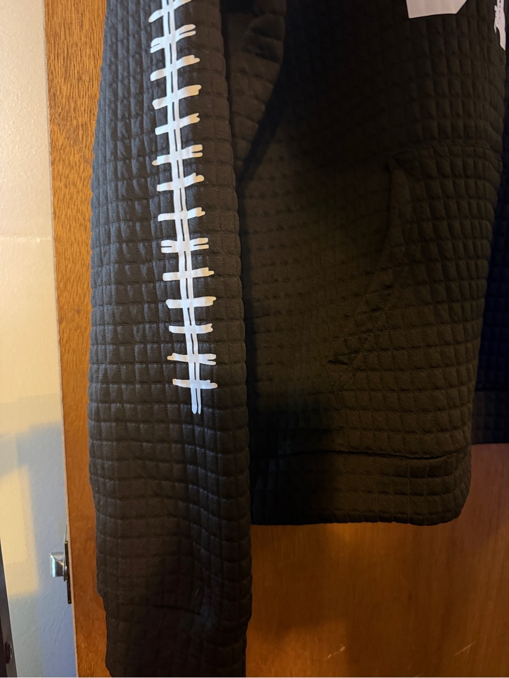 Black 'Game Day' Waffle-Knit Hoodie with Football Graphic Size XL BNWOT - Picture 3 of 7